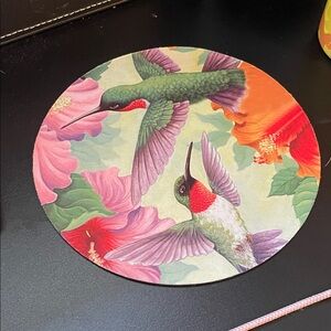 Floral Hummingbird Mouse Pad